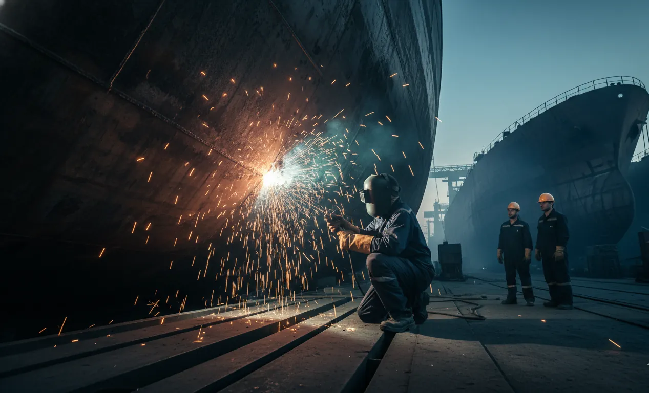 Shipyard welding and large vessel construction